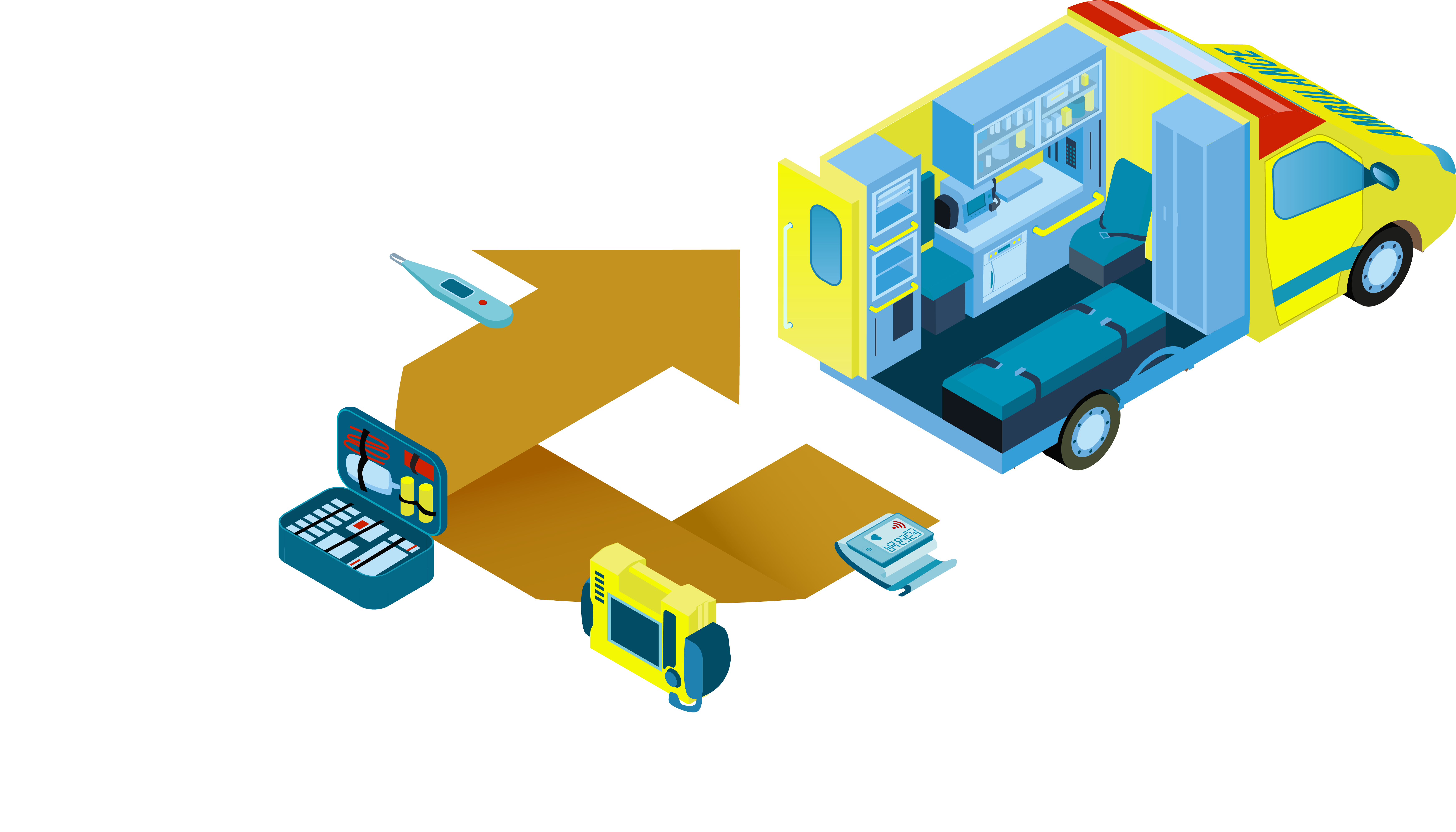 An illustration of doctors working around the MediConnect Logo