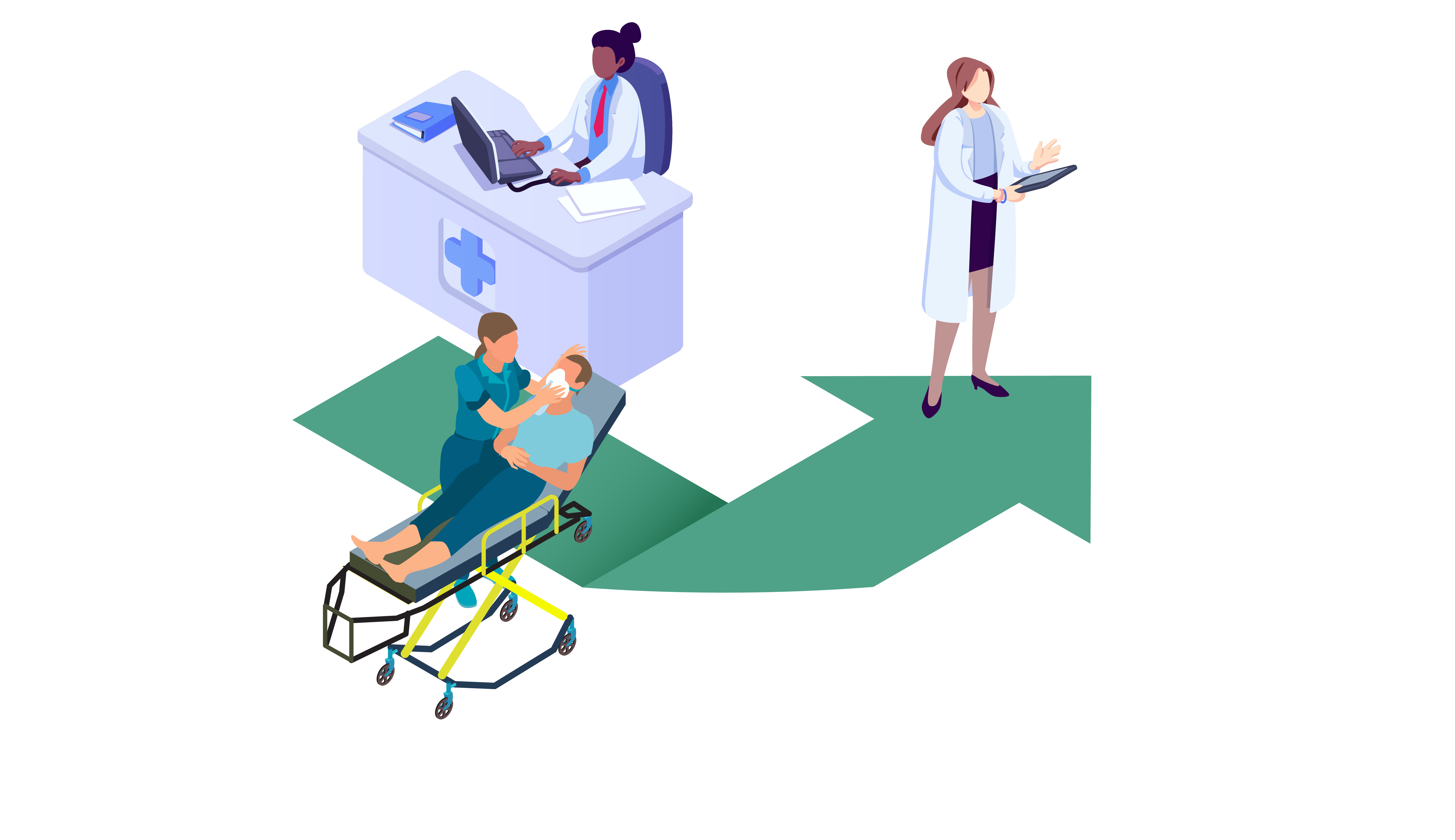 An illustration of doctors working around the MediLog logo
